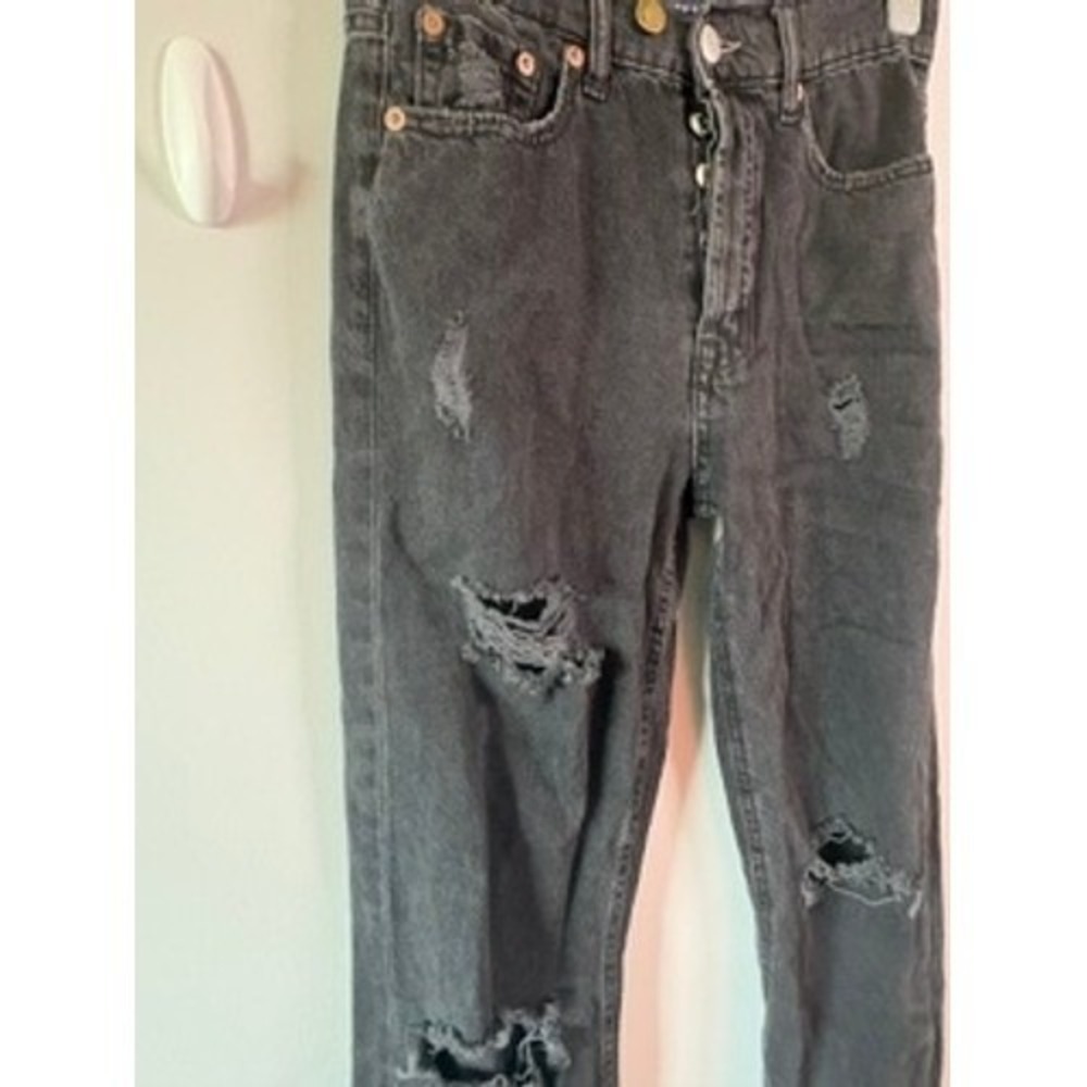Aeropostale Black Denim 90's Baggy Jeans Women's Size 2 High Rise Y2K - Picture 5 of 7